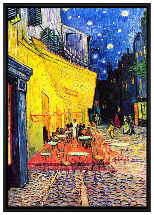 Vincent Van Gogh - Nachtcafé Nachts vor dem Café auf Leinwandbild gerahmt Größe 100x70