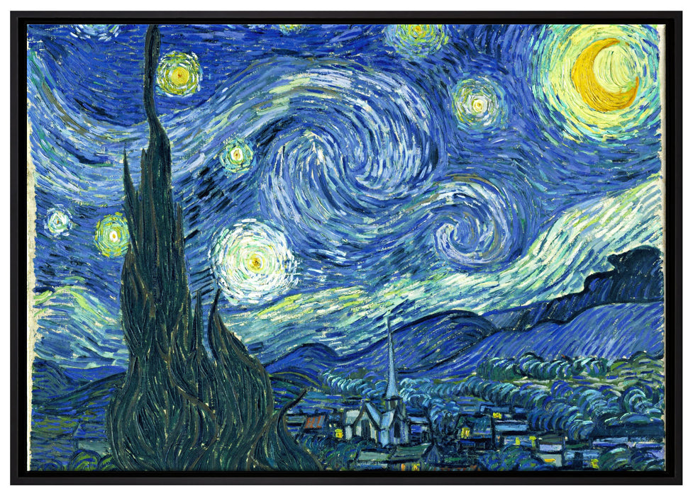 Vincent Van Gogh - Die Sternennacht auf Leinwandbild gerahmt Größe 100x70