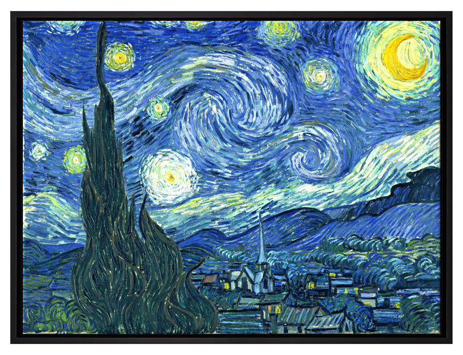 Vincent Van Gogh - Die Sternennacht  auf Leinwandbild gerahmt Größe 80x60