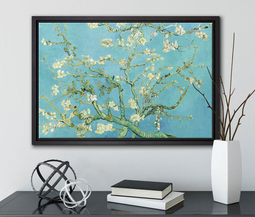Vincent Van Gogh - Mandelbaumzweige auf Leinwandbild gerahmt mit Kirschblüten