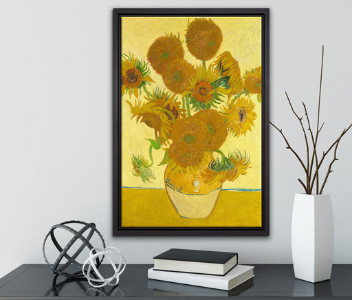 Vincent Van Gogh - Sonnenblumen I auf Leinwandbild gerahmt mit Kirschblüten