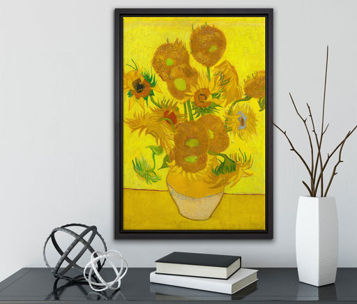Vincent Van Gogh - Sonnenblumen II auf Leinwandbild gerahmt mit Kirschblüten