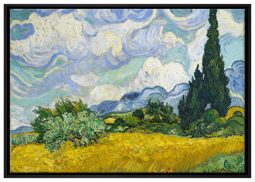 Vincent Van Gogh - Weizenfeld mit Zypressen auf Leinwandbild gerahmt Größe 100x70