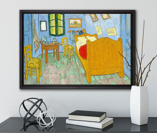Vincent Van Gogh - Das Schlafzimmer - zweite Version auf Leinwandbild gerahmt mit Kirschblüten