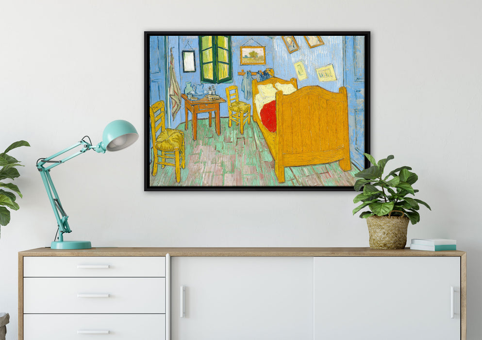 Vincent Van Gogh - Das Schlafzimmer - zweite Version auf Leinwandbild gerahmt verschiedene Größen im Wohnzimmer