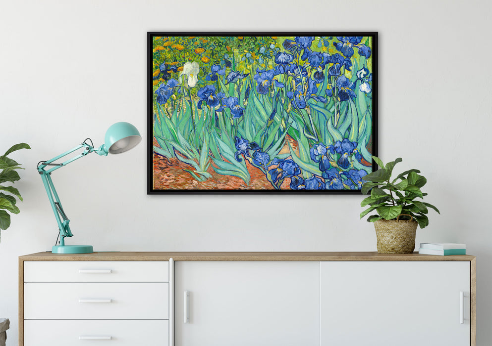Vincent Van Gogh - Schwertlilien auf Leinwandbild gerahmt verschiedene Größen im Wohnzimmer