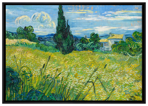 Vincent Van Gogh - Grünes Weizenfeld mit Zypressen auf Leinwandbild gerahmt Größe 100x70