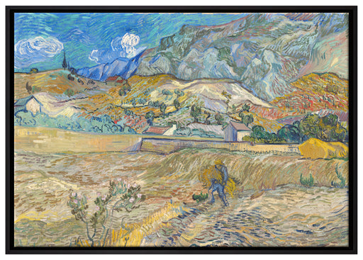 Vincent Van Gogh - Weizenfeld mit Bauer auf Leinwandbild gerahmt Größe 100x70