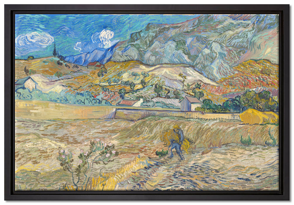 Vincent Van Gogh - Weizenfeld mit Bauer  auf Leinwandbild gerahmt Größe 60x40