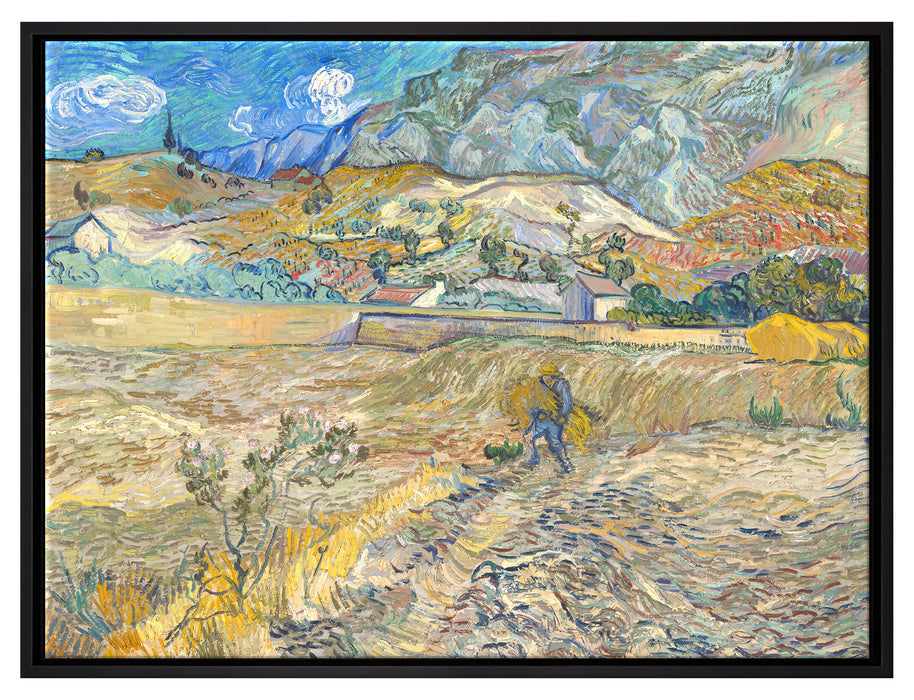 Vincent Van Gogh - Weizenfeld mit Bauer  auf Leinwandbild gerahmt Größe 80x60