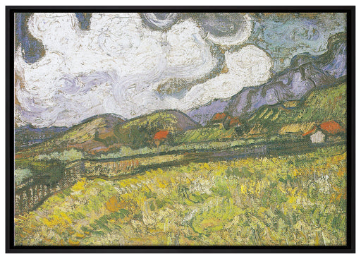 Vincent Van Gogh - Weizenfeld hinter Saint-Paul auf Leinwandbild gerahmt Größe 100x70