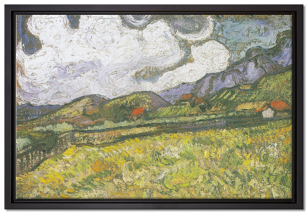 Vincent Van Gogh - Weizenfeld hinter Saint-Paul  auf Leinwandbild gerahmt Größe 60x40