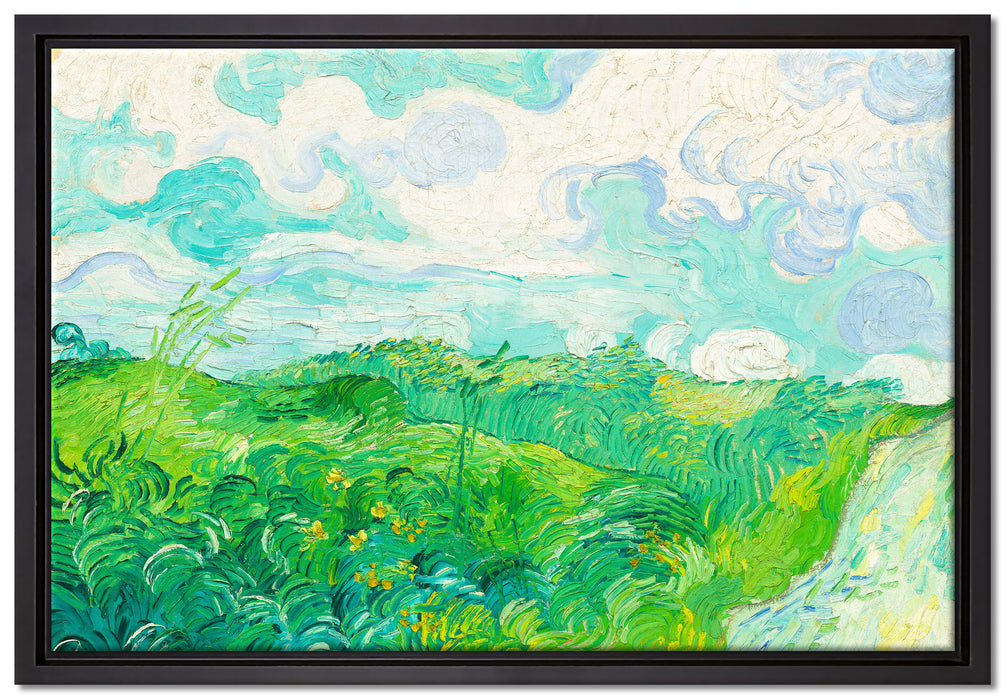 Vincent Van Gogh - Feld mit grünem Weizen  auf Leinwandbild gerahmt Größe 60x40