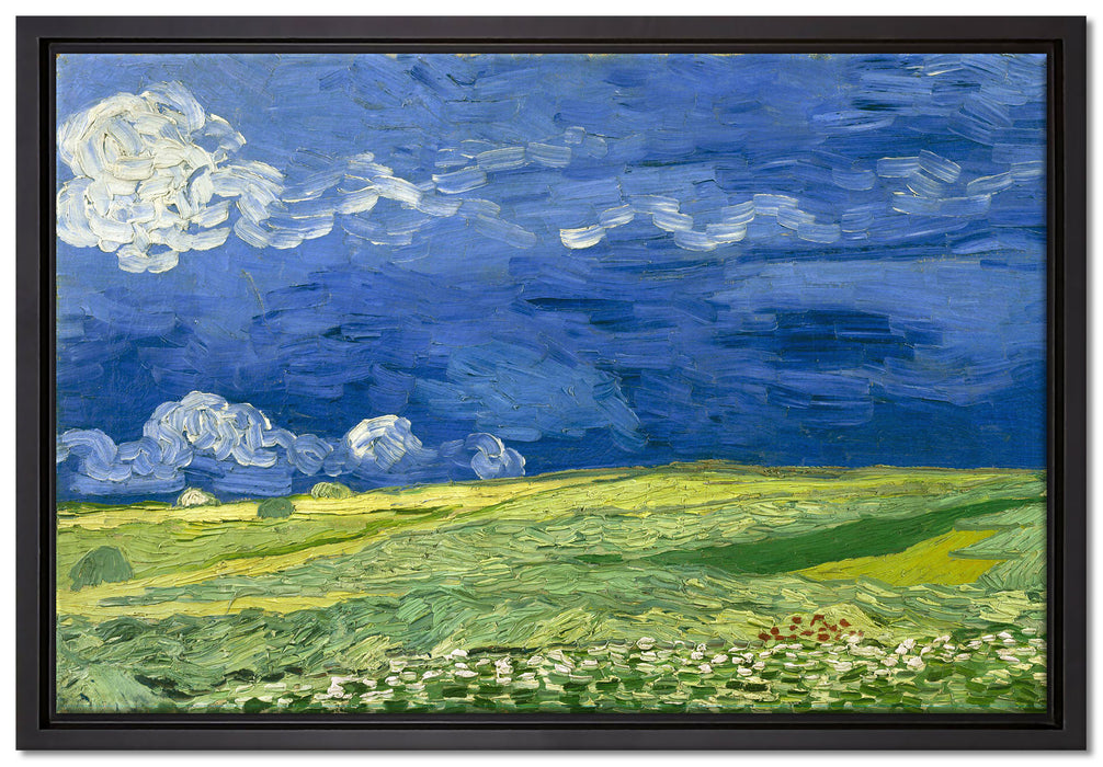 Vincent Van Gogh - Weizenfeld unter Gewitterwolken  auf Leinwandbild gerahmt Größe 60x40