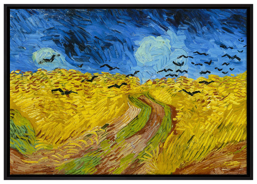 Vincent Van Gogh - Weizenfeld mit Krähen auf Leinwandbild gerahmt Größe 100x70