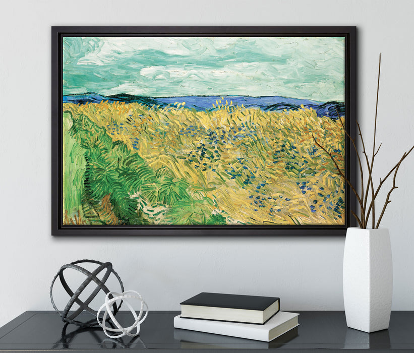 Vincent Van Gogh - Weizenfeld mit Kornblumen auf Leinwandbild gerahmt mit Kirschblüten