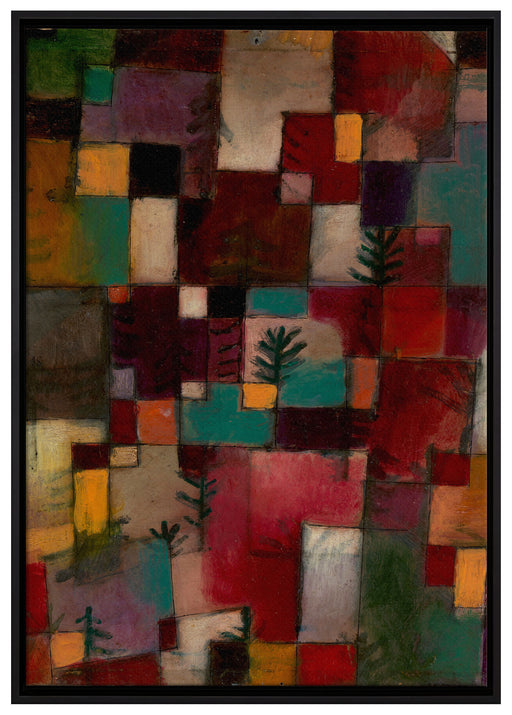 Paul Klee - Rotgrüne und Violett-gelbe Rhythmen auf Leinwandbild gerahmt Größe 100x70