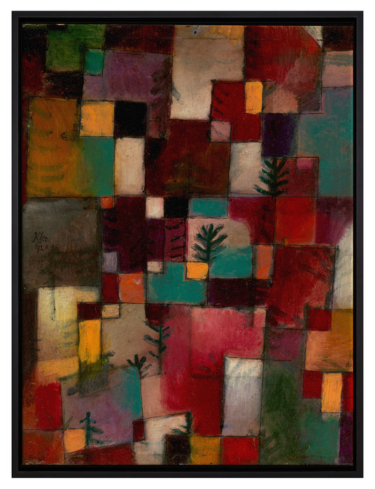 Paul Klee - Rotgrüne und Violett-gelbe Rhythmen  auf Leinwandbild gerahmt Größe 80x60