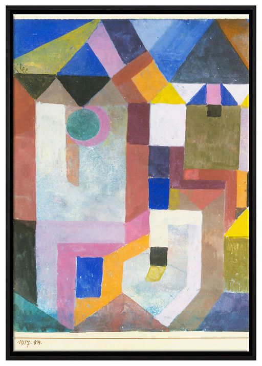 Paul Klee - Bunte Architektur auf Leinwandbild gerahmt Größe 100x70