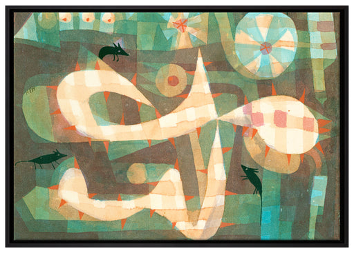 Paul Klee - Die Stachelschlinge mit den Mäusen auf Leinwandbild gerahmt Größe 100x70