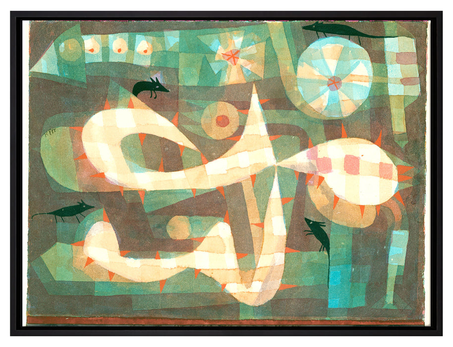 Paul Klee - Die Stachelschlinge mit den Mäusen  auf Leinwandbild gerahmt Größe 80x60