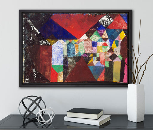 Paul Klee - Städtisches Juwel auf Leinwandbild gerahmt mit Kirschblüten