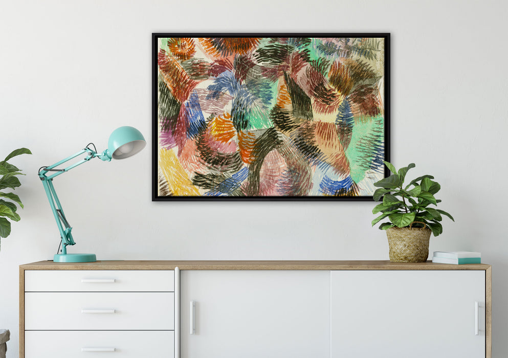 Paul Klee - Triebkraft des Waldes auf Leinwandbild gerahmt verschiedene Größen im Wohnzimmer