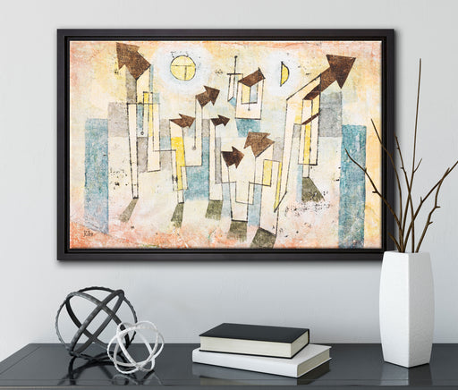 Paul Klee - Wandbild aus dem Tempel der Sehnsucht auf Leinwandbild gerahmt mit Kirschblüten