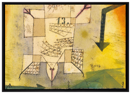 Paul Klee - Abstürzender Vogel auf Leinwandbild gerahmt Größe 100x70
