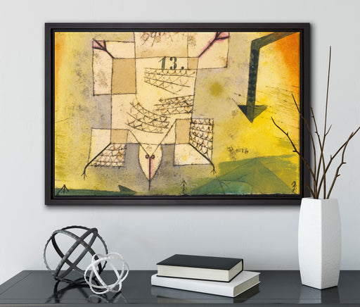 Paul Klee - Abstürzender Vogel auf Leinwandbild gerahmt mit Kirschblüten