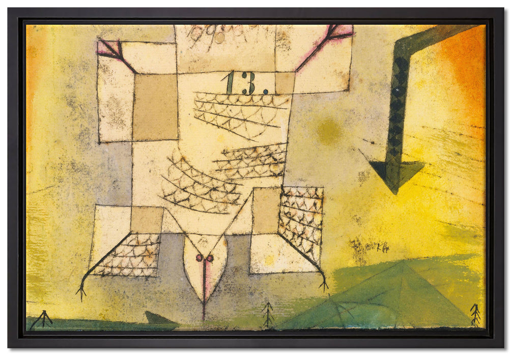 Paul Klee - Abstürzender Vogel  auf Leinwandbild gerahmt Größe 60x40