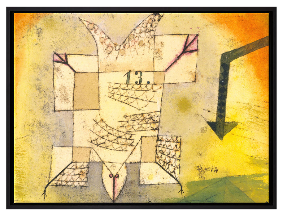 Paul Klee - Abstürzender Vogel  auf Leinwandbild gerahmt Größe 80x60