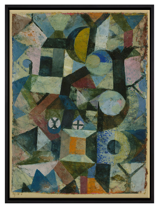 Paul Klee - Komposition mit dem gelben Halbmond  auf Leinwandbild gerahmt Größe 80x60