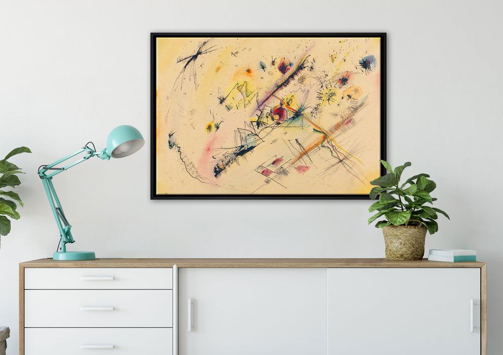 Wassily Kandinsky - Helles Bild auf Leinwandbild gerahmt verschiedene Größen im Wohnzimmer