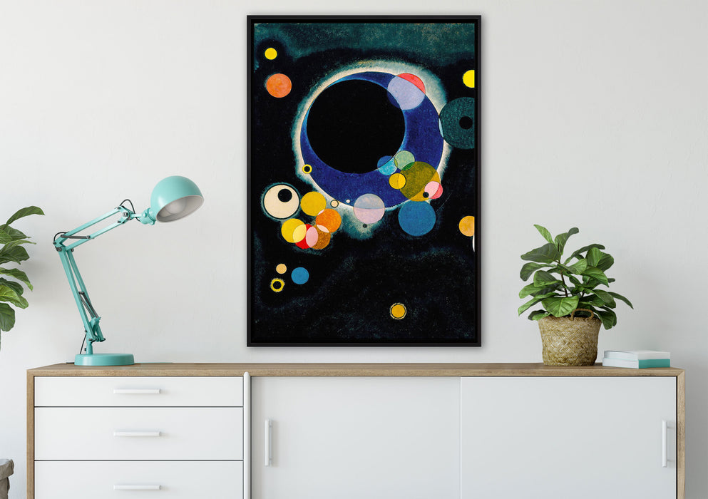 Wassily Kandinsky - Einige Kreise auf Leinwandbild gerahmt verschiedene Größen im Wohnzimmer