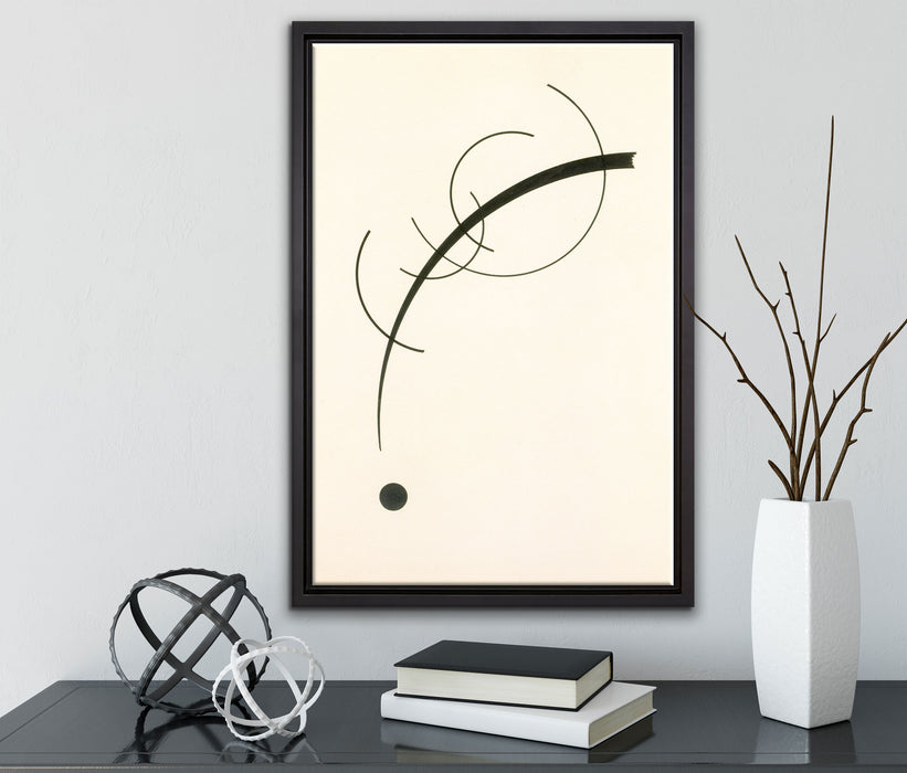 Wassily Kandinsky - Freie Kurve zum Punkt auf Leinwandbild gerahmt mit Kirschblüten