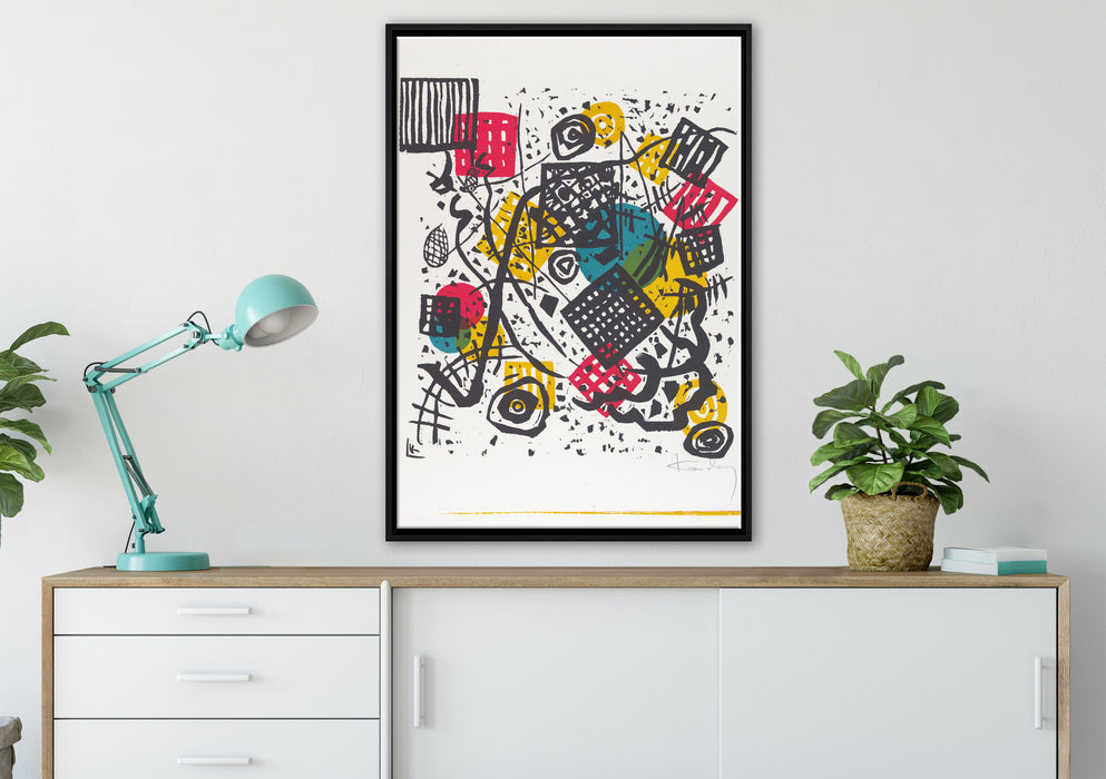 Wassily Kandinsky - Kleine Welten V auf Leinwandbild gerahmt verschiedene Größen im Wohnzimmer