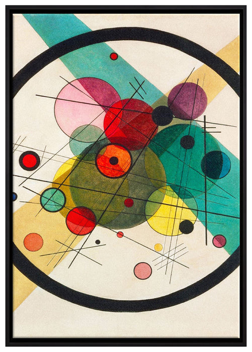 Wassily Kandinsky - Kreise in einem Kreis auf Leinwandbild gerahmt Größe 100x70