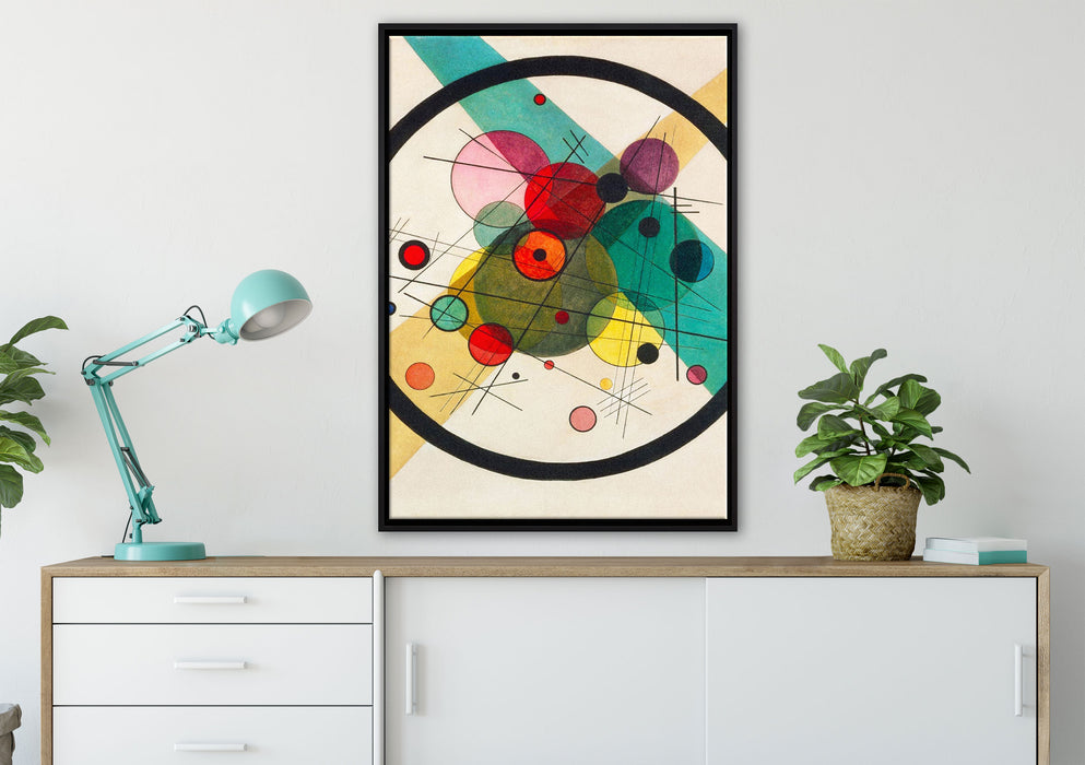 Wassily Kandinsky - Kreise in einem Kreis auf Leinwandbild gerahmt verschiedene Größen im Wohnzimmer