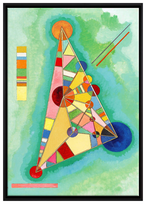 Wassily Kandinsky - Bunt im Dreieck auf Leinwandbild gerahmt Größe 100x70