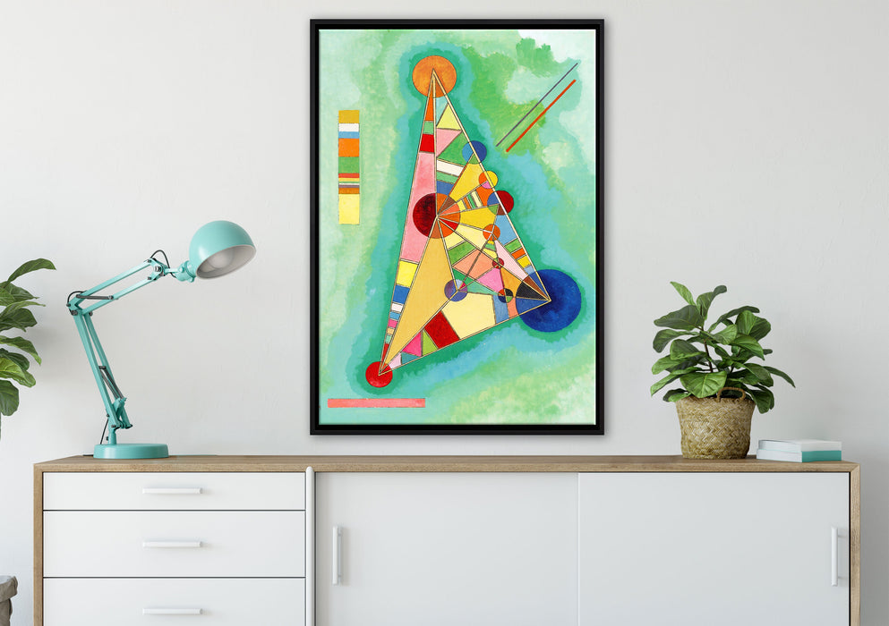 Wassily Kandinsky - Bunt im Dreieck auf Leinwandbild gerahmt verschiedene Größen im Wohnzimmer