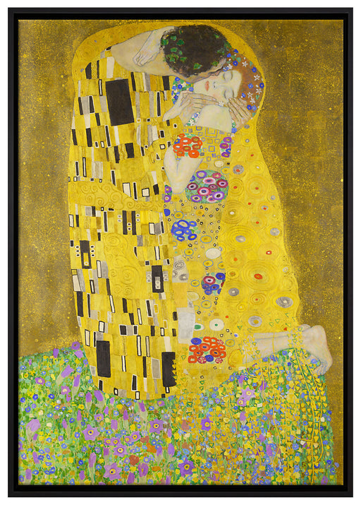 Gustav Klimt - Der Kuss auf Leinwandbild gerahmt Größe 100x70