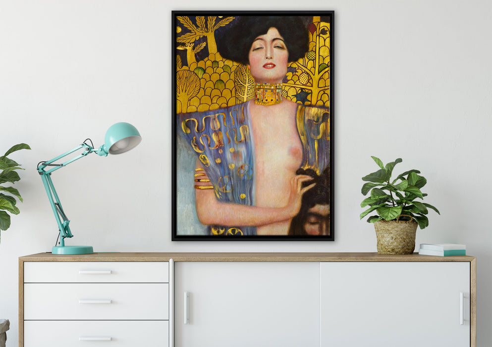 Gustav Klimt - Judith I auf Leinwandbild gerahmt verschiedene Größen im Wohnzimmer