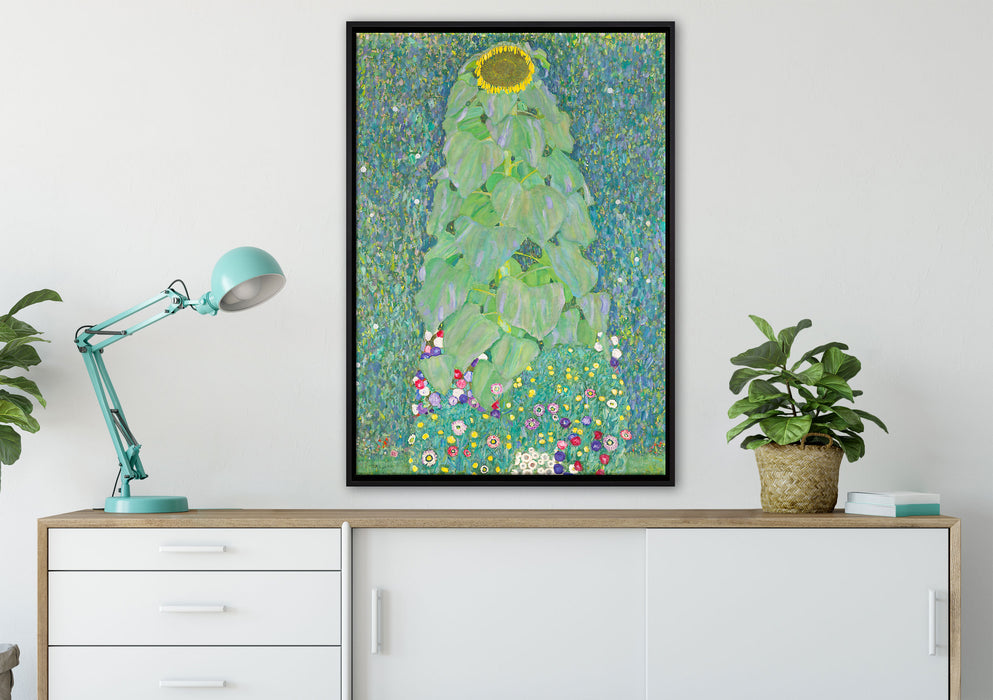Gustav Klimt - Die Sonnenblume auf Leinwandbild gerahmt verschiedene Größen im Wohnzimmer