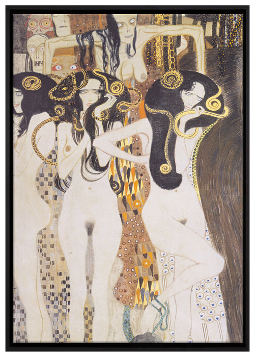 Gustav Klimt - Beethovenfrieslinker Teil auf Leinwandbild gerahmt Größe 100x70