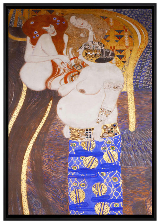 Gustav Klimt - Beethovenfriesrechter Teil auf Leinwandbild gerahmt Größe 100x70