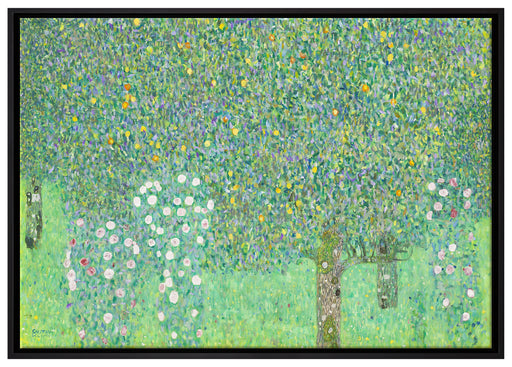 Gustav Klimt - Rosen unter Bäumen auf Leinwandbild gerahmt Größe 100x70