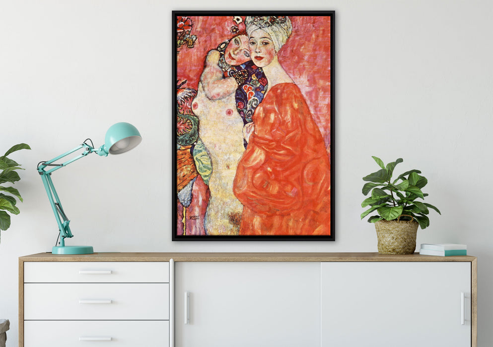 Gustav Klimt - Die Freundinnen auf Leinwandbild gerahmt verschiedene Größen im Wohnzimmer