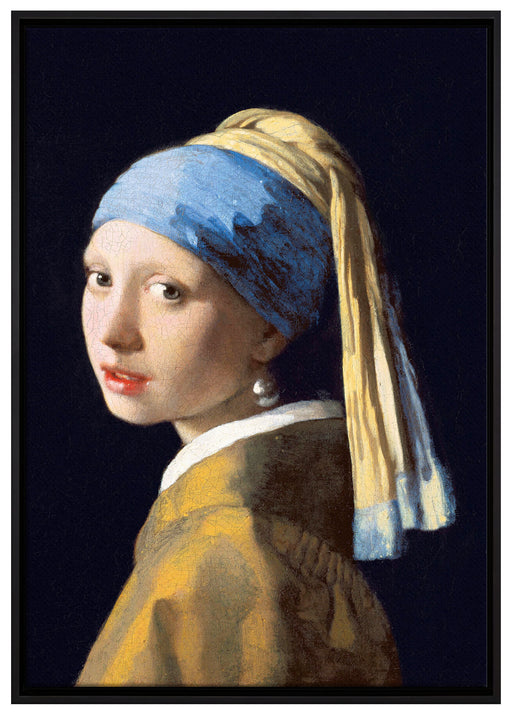 Johannes Vermeer - Mädchen mit dem Perlenohrring auf Leinwandbild gerahmt Größe 100x70
