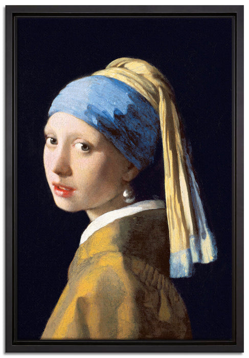 Johannes Vermeer - Mädchen mit dem Perlenohrring  auf Leinwandbild gerahmt Größe 60x40